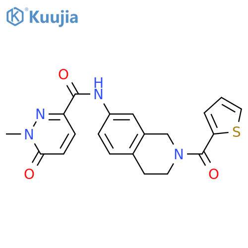 1-methyl-6-oxo-N-2-(thiophene-2-carbonyl)-1,2,3,4-tetrahydroisoquinolin-7-yl-1,6-dihydropyridazine-3-carboxamide structure