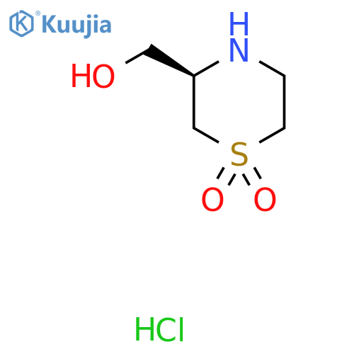 (3R)-3-(hydroxymethyl)-1lambda6-thiomorpholine-1,1-dione hydrochloride structure