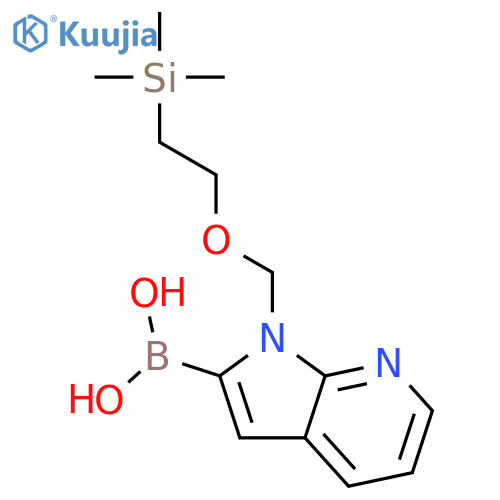 (1-{[2-(trimethylsilyl)ethoxy]methyl}-1H-pyrrolo[2,3-b]pyridin-2-yl)boronic acid structure