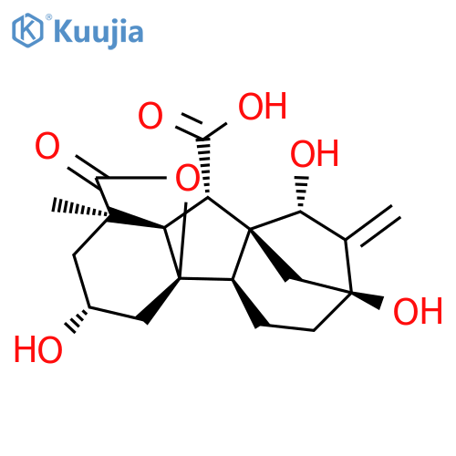 Gibbane-1,10-dicarboxylic acid, 3,4a,7,9-tetrahydroxy-1-methyl-8-methylene-, 1,4a-lactone, (1α,3β,4aα,4bβ,9β,10β)- (9CI) structure