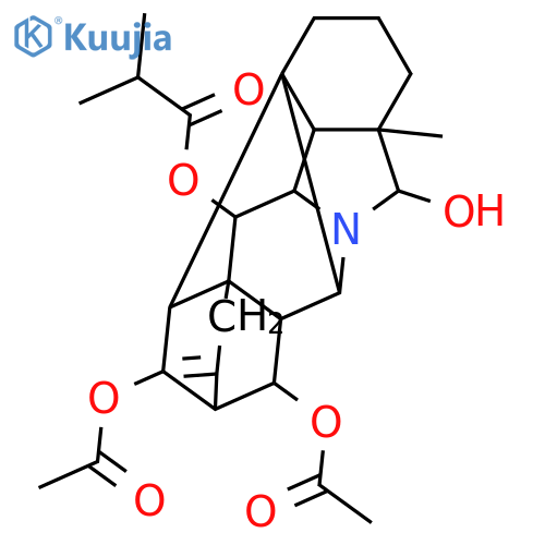 Hetisan-7,11,13,19-tetrol; (7α,11α,13R,19S)-form, 7-O-(2-Methylpropanoyl), 11,13-di-Ac structure