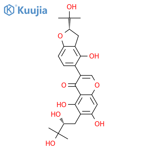 4H-1-Benzopyran-4-one,3-[2,3-dihydro-4-hydroxy-2-(1-hydroxy-1-methylethyl)-5-benzofuranyl]-6-(2,3-dihydroxy-3-methylbutyl)-5,7-dihydroxy-(9CI) structure
