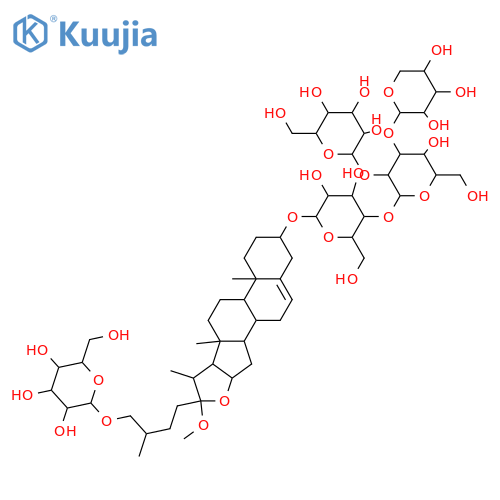 β-D-Galactopyranoside, (3β,25S)-26-(β-D-glucopyranosyloxy)-22-methoxyfurost-5-en-3-yl O-β-D-glucopyranosyl-(1→2)-O-[β-D-xylopyranosyl-(1→3)]-O-β-D-glucopyranosyl-(1→4)- structure