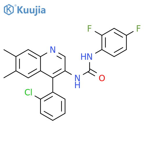 Urea,N-[4-(2-chlorophenyl)-6,7-dimethyl-3-quinolinyl]-N'-(2,4-difluorophenyl)- structure
