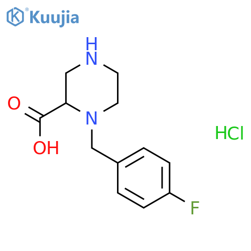 1-(4-Fluorobenzyl)piperazine-2-carboxylic acid hydrochloride structure