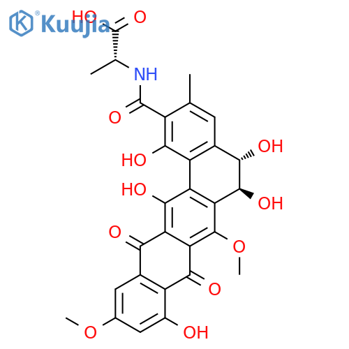 D-Alanine,N-[(5,6,8,13-tetrahydro-1,5,6,9,14-pentahydroxy-7,11-dimethoxy-3-methyl-8,13-dioxobenzo[a]naphthacen-2-yl)carbonyl]-(9CI) structure
