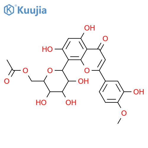 8-C-β-D-Glucopyranosyl-3',4',5,7-tetrahydroxyflavone; 4'-Me ether, 6''-Ac structure