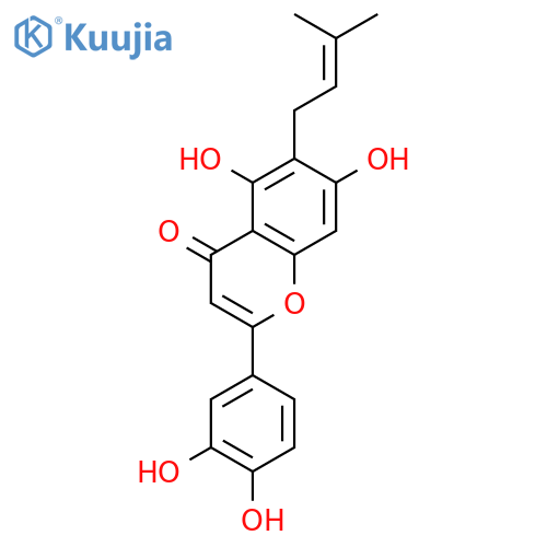 4H-1-Benzopyran-4-one,2-(3,4-dihydroxyphenyl)-5,7-dihydroxy-6-(3-methyl-2-buten-1-yl)- structure