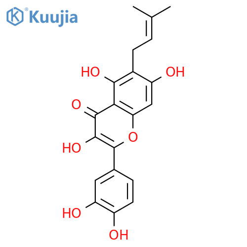 4H-1-Benzopyran-4-one,2-(3,4-dihydroxyphenyl)-3,5,7-trihydroxy-6-(3-methyl-2-buten-1-yl)- structure