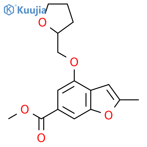 2-Methyl-4-(tetrahydro-furan-2-ylmethoxy)-benzofuran-6-carboxylic acid methyl ester structure