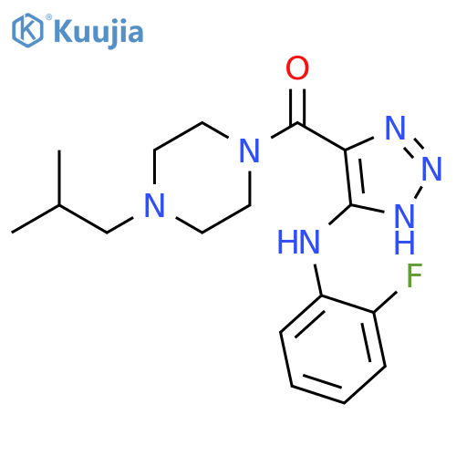 N-(2-fluorophenyl)-4-[4-(2-methylpropyl)piperazine-1-carbonyl]-1H-1,2,3-triazol-5-amine structure