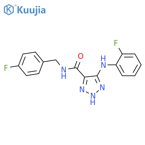 5-[(2-fluorophenyl)amino]-N-[(4-fluorophenyl)methyl]-1H-1,2,3-triazole-4-carboxamide structure