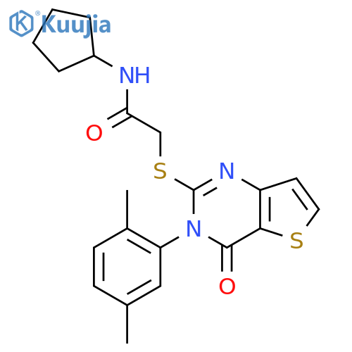 N-cyclopentyl-2-{[3-(2,5-dimethylphenyl)-4-oxo-3H,4H-thieno[3,2-d]pyrimidin-2-yl]sulfanyl}acetamide structure