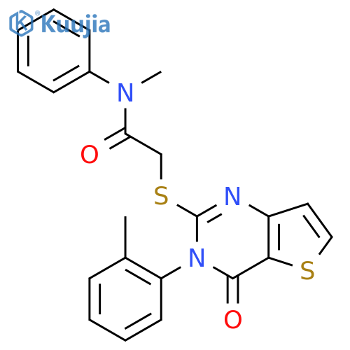 N-methyl-2-{[3-(2-methylphenyl)-4-oxo-3H,4H-thieno[3,2-d]pyrimidin-2-yl]sulfanyl}-N-phenylacetamide structure