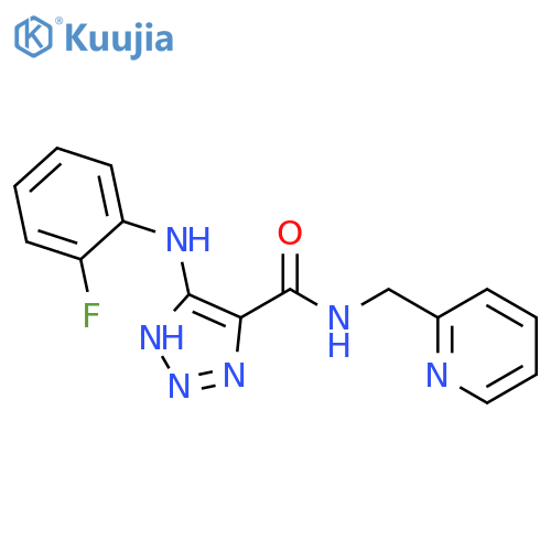 5-[(2-fluorophenyl)amino]-N-[(pyridin-2-yl)methyl]-1H-1,2,3-triazole-4-carboxamide structure