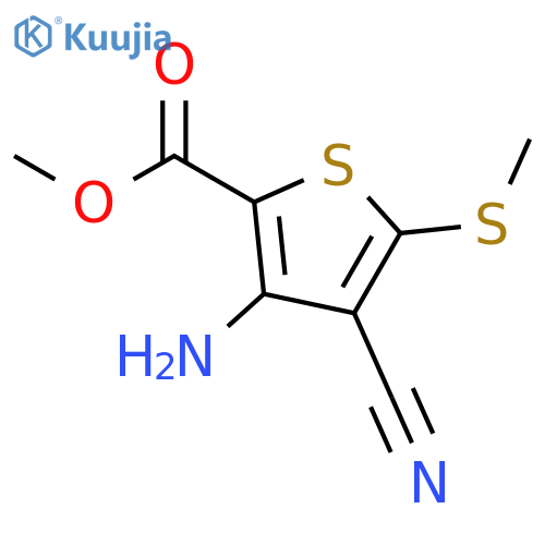 Methyl 3-amino-4-cyano-5-(methylthio)thiophene-2-carboxylate structure