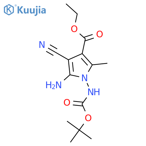 ethyl 5-amino-1-{(tert-butoxy)carbonylamino}-4-cyano-2-methyl-1H-pyrrole-3-carboxylate structure