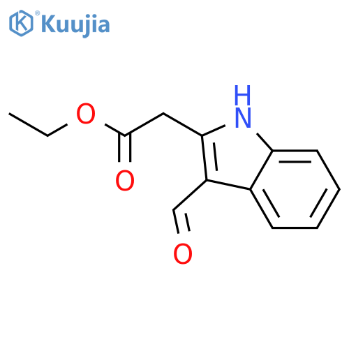 Ethyl 2-(3-formyl-1H-indol-2-yl)acetate structure