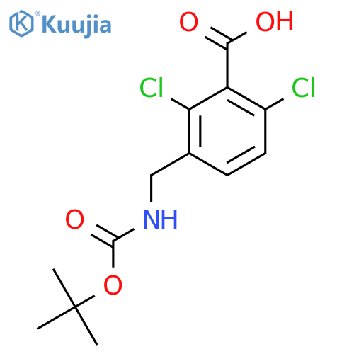 3-({(tert-butoxy)carbonylamino}methyl)-2,6-dichlorobenzoic acid structure