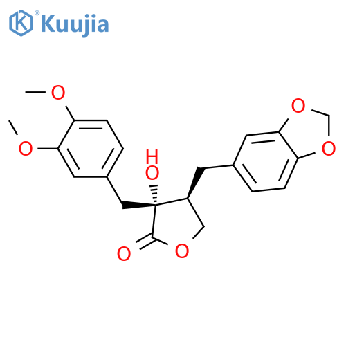 2(3H)-Furanone,4-(1,3-benzodioxol-5-ylmethyl)-3-[(3,4-dimethoxyphenyl)methyl]dihydro-3-hydroxy-,(3R,4S)- structure