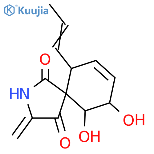 2-Azaspiro[4.5]dec-7-ene-1,4-dione,9,10-dihydroxy-3-methylene-6-(1-propenyl)- (9CI) structure