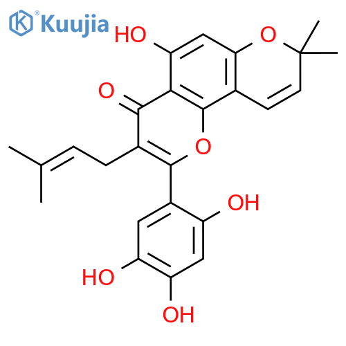 4H,8H-Benzo[1,2-b:3,4-b']dipyran-4-one,5-hydroxy-8,8-dimethyl-3-(3-methyl-2-buten-1-yl)-2-(2,4,5-trihydroxyphenyl)- structure