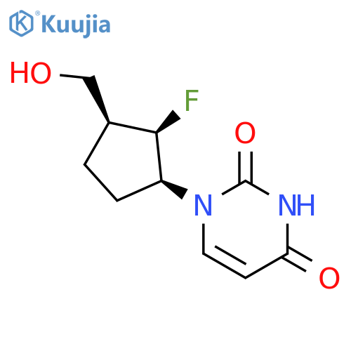 2,4(1H,3H)-Pyrimidinedione,1-[(1R,2S,3R)-2-fluoro-3-(hydroxymethyl)cyclopentyl]-, rel- structure
