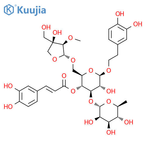 β-D-Glucopyranoside, 2-(3,4-dihydroxyphenyl)ethyl O-6-deoxy-α-L-mannopyranosyl-(1→3)-O-[2-O-methyl-D-apio-β-D-furanosyl-(1→6)]-, 4-[(2E)-3-(3,4-dihydroxyphenyl)-2-propenoate] structure