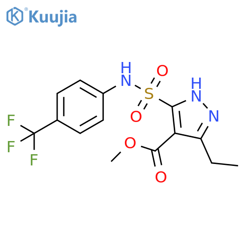 methyl 3-ethyl-5-{[4-(trifluoromethyl)phenyl]sulfamoyl}-1H-pyrazole-4-carboxylate structure