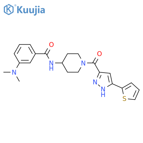 3-(dimethylamino)-N-{1-3-(thiophen-2-yl)-1H-pyrazole-5-carbonylpiperidin-4-yl}benzamide structure