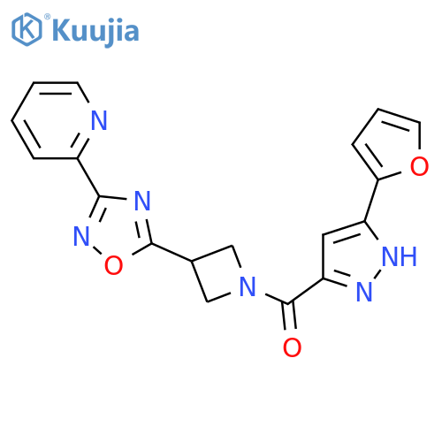 2-(5-{1-3-(furan-2-yl)-1H-pyrazole-5-carbonylazetidin-3-yl}-1,2,4-oxadiazol-3-yl)pyridine structure