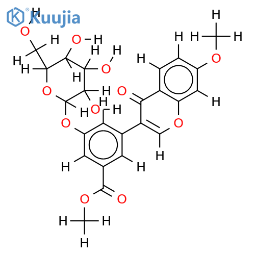 3'-(beta-D-glucopyranosyloxy)-7-methoxy-5'-(methoxycarbonyl)isoflavone structure