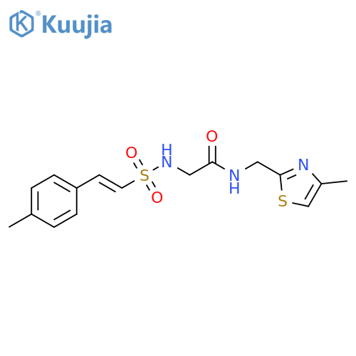 N-[(4-methyl-1,3-thiazol-2-yl)methyl]-2-[2-(4-methylphenyl)ethenesulfonamido]acetamide structure