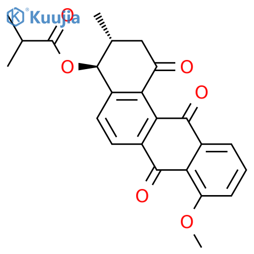 Propanoic acid,2-methyl-,(3R,4S)-1,2,3,4,7,12-hexahydro-8-methoxy-3-methyl-1,7,12-trioxobenz[a]anthracen-4-ylester structure
