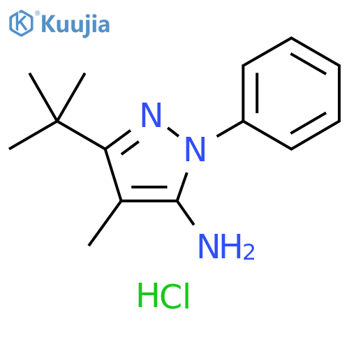 3-tert-butyl-4-methyl-1-phenyl-1H-pyrazol-5-amine hydrochloride structure