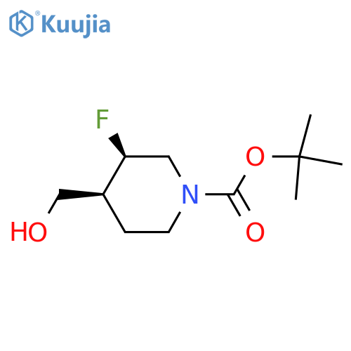 tert-butyl 3-fluoro-4-(hydroxymethyl)piperidine-1-carboxylate structure
