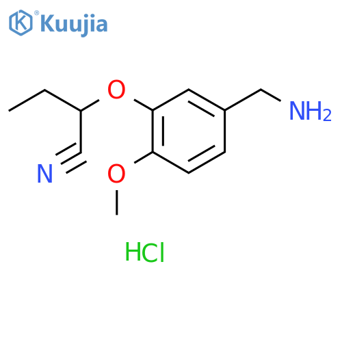 2-5-(aminomethyl)-2-methoxyphenoxybutanenitrile hydrochloride structure