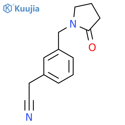 2-{3-[(2-oxopyrrolidin-1-yl)methyl]phenyl}acetonitrile structure
