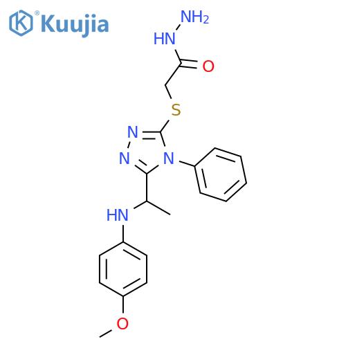 2-[(5-{1-[(4-Methoxyphenyl)amino]ethyl}-4-phenyl-4H-1,2,4-triazol-3-yl)thio]acetohydrazide structure