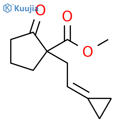 Cyclopentanecarboxylic acid, 1-(2-cyclopropylideneethyl)-2-oxo-,methyl ester structure