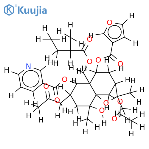 1α-Nicotinoyloxy-2α-acetoxy-6β-acetoxy-9β-furoyloxy-11-(2-methyl)butyryloxy-4β-hydroxydihydro-β-agarofuran structure