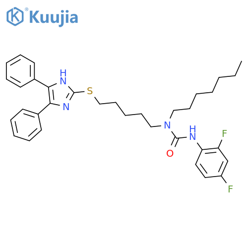 Urea,N'-(2,4-difluorophenyl)-N-[5-[(4,5-diphenyl-1H-imidazol-2-yl)thio]pentyl]-N-heptyl- structure