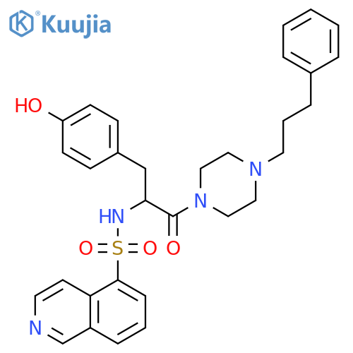Piperazine,1-[3-(4-hydroxyphenyl)-2-[(5-isoquinolinylsulfonyl)amino]-1-oxopropyl]-4-(3-phenylpropyl)- structure