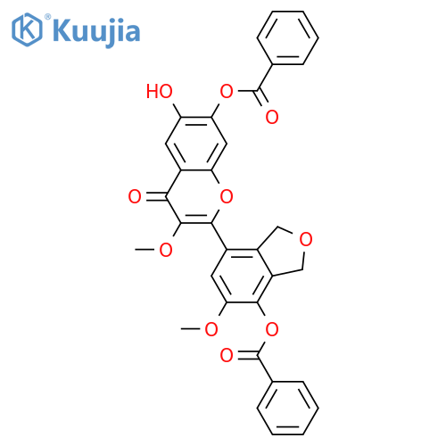 2-(6,7-Dihydroxy-4-isobenzofuranyl)-3,6,7-trihydroxy-4H-1-benzopyran-4-one; 3,6'-Di-Me ether, 7,7'-dibenzoyl structure