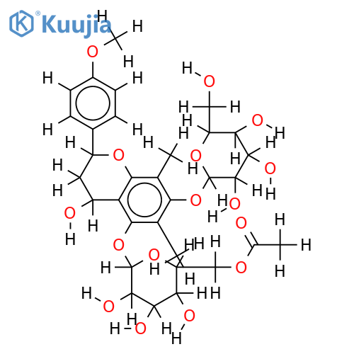 (2S,4R)-4,5,7-trihydroxy-4'-methoxy-6,8-dimethylflavan-5-O-beta-D-6-acetylglucopyranoside-7-O-beta-D-glucopyranoside structure