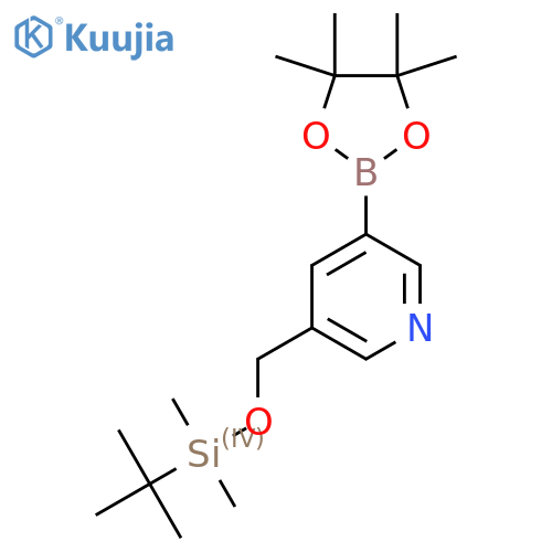3-{[(tert-butyldimethylsilyl)oxy]methyl}-5-(tetramethyl-1,3,2-dioxaborolan-2-yl)pyridine structure