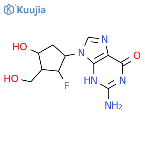 6H-Purin-6-one,2-amino-9-[2-fluoro-4-hydroxy-3-(hydroxymethyl)cyclopentyl]-1,9-dihydro-,[1S-(1a,2a,3a,4b)]- (9CI) structure