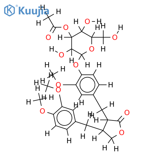 arctigenin-4-O-(3''-O-acetyl-beta-D-glucoside) structure