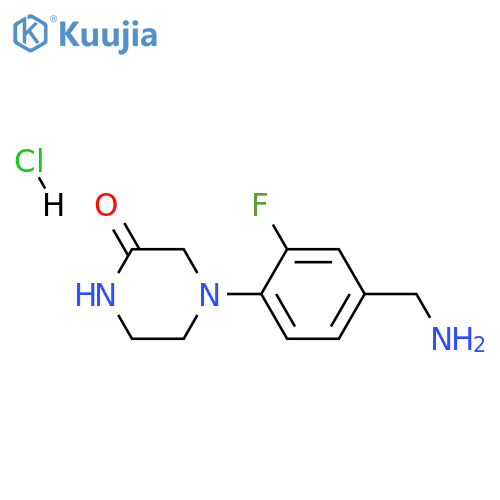 4-[4-(aminomethyl)-2-fluoro-phenyl]piperazin-2-one;hydrochloride structure