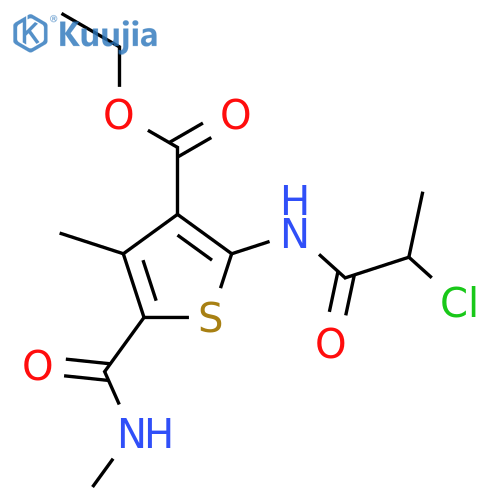 ethyl 2-(2-chloropropanamido)-4-methyl-5-(methylcarbamoyl)thiophene-3-carboxylate structure